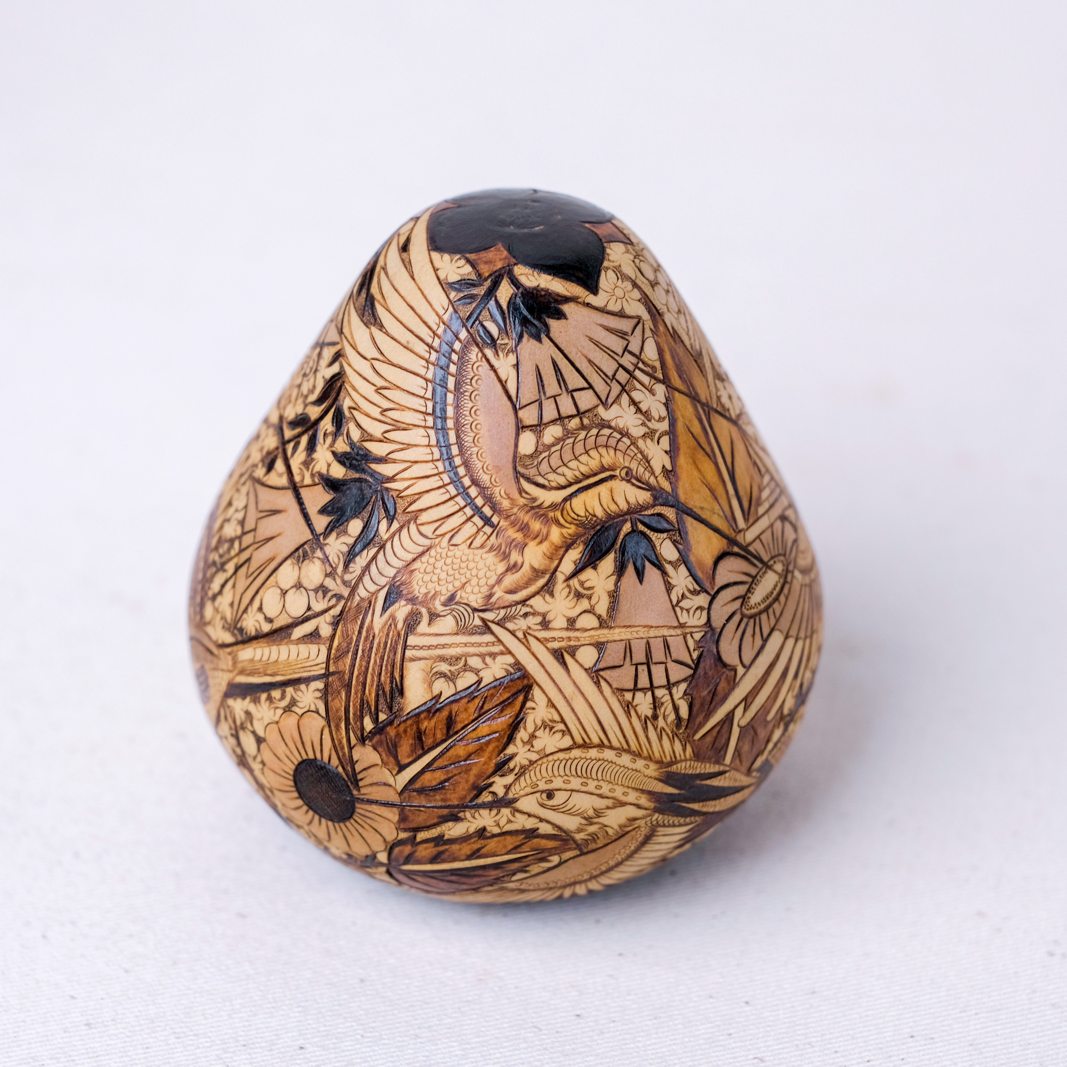 萬卡約葫蘆雕刻｜蜂鳥與花 39｜秘魯