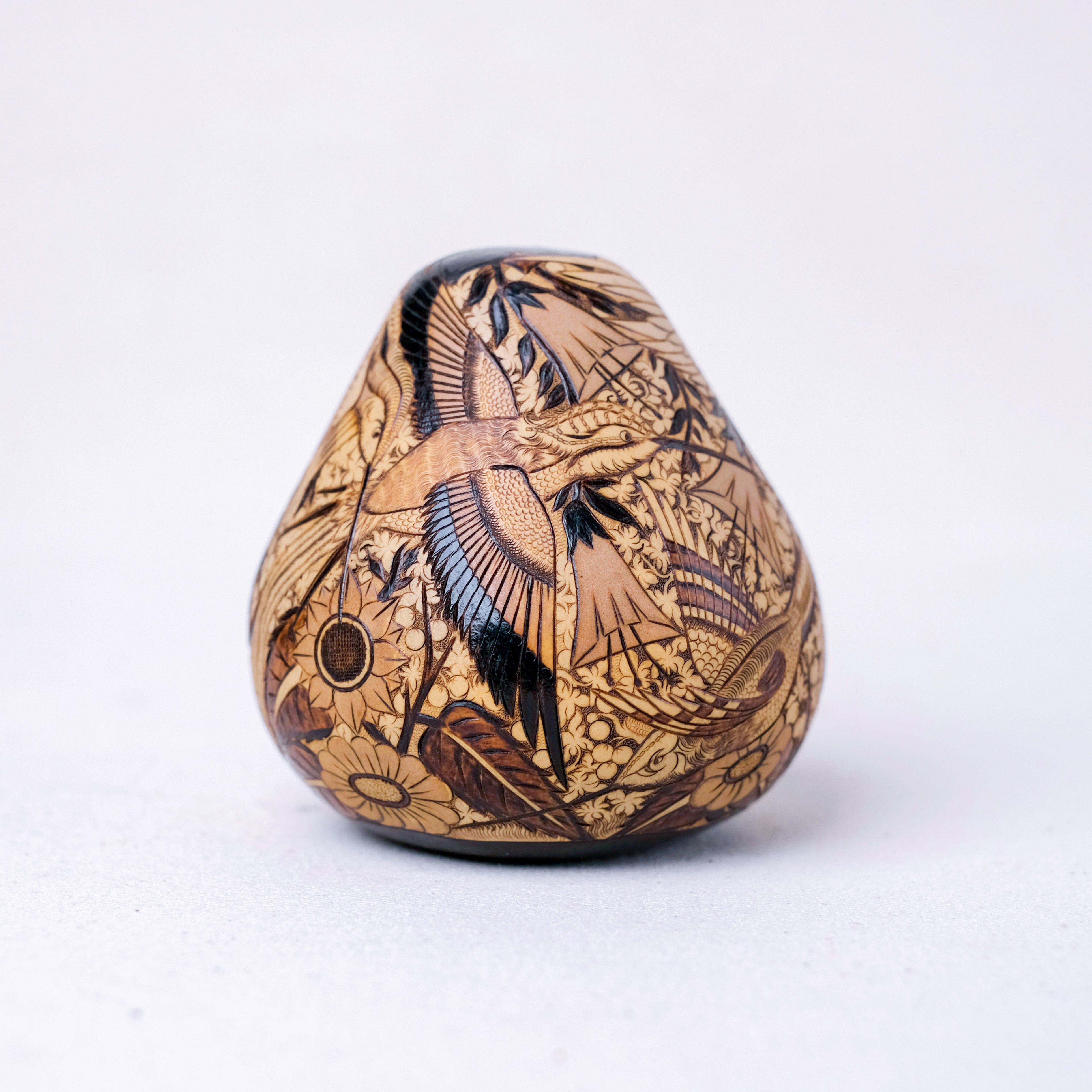 萬卡約葫蘆雕刻｜蜂鳥與花 39｜秘魯