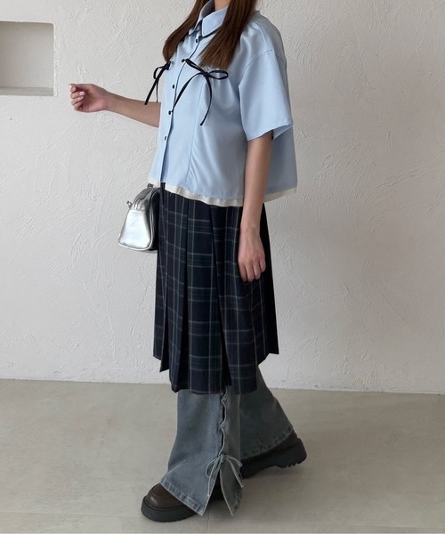 kutir / Layered Assorted Drawstring Ribbon Shirt