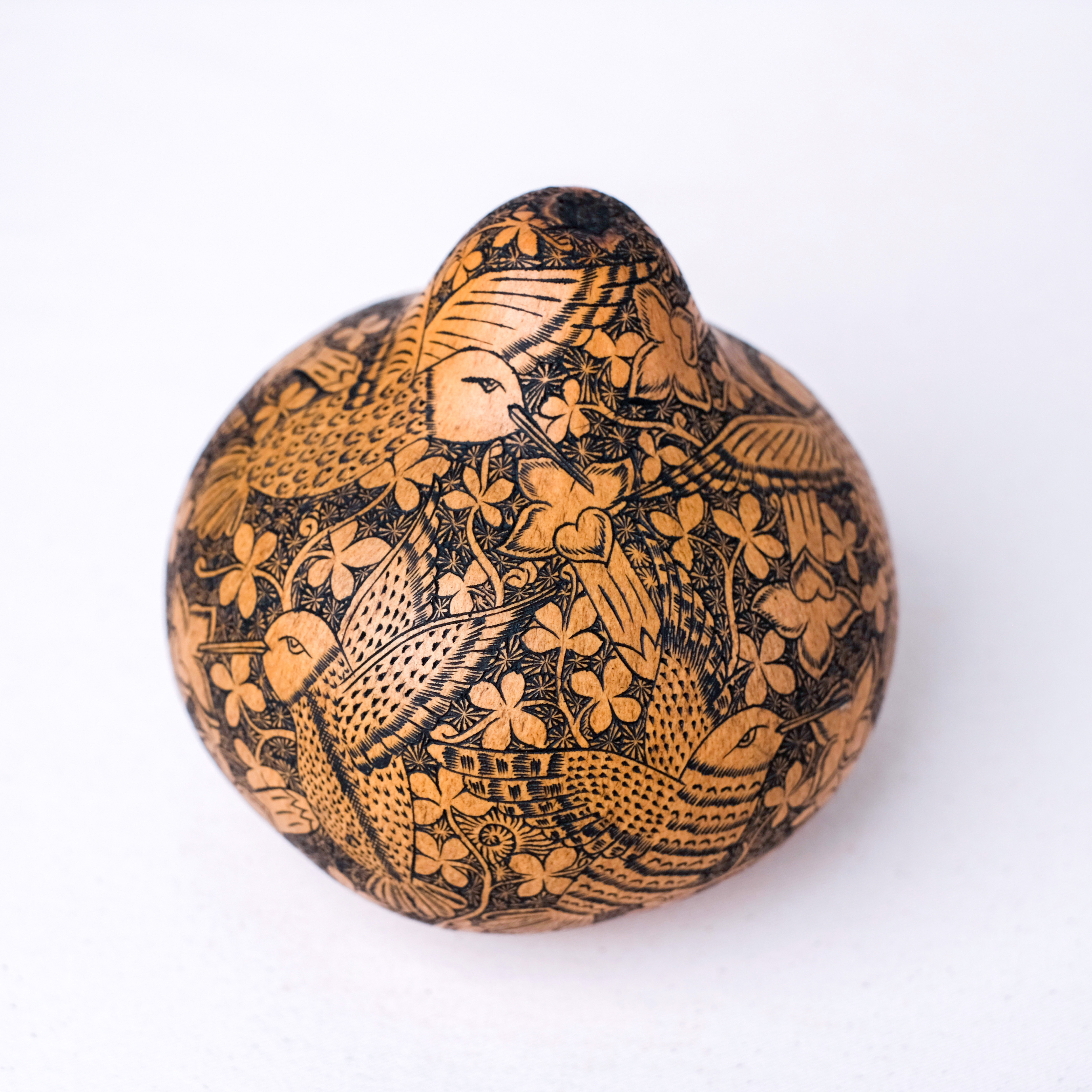 萬卡約葫蘆雕刻｜蜂鳥與花 40｜秘魯