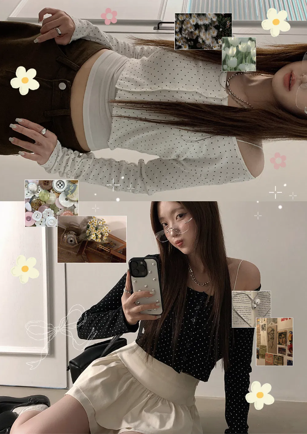早秋預訂｜圓點短版長袖開襟衫