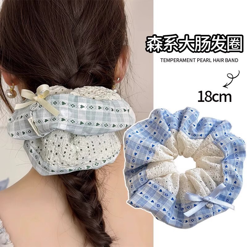 [2 FOR RM10] Green White Patchwork Plaid Fabric Scrunchies