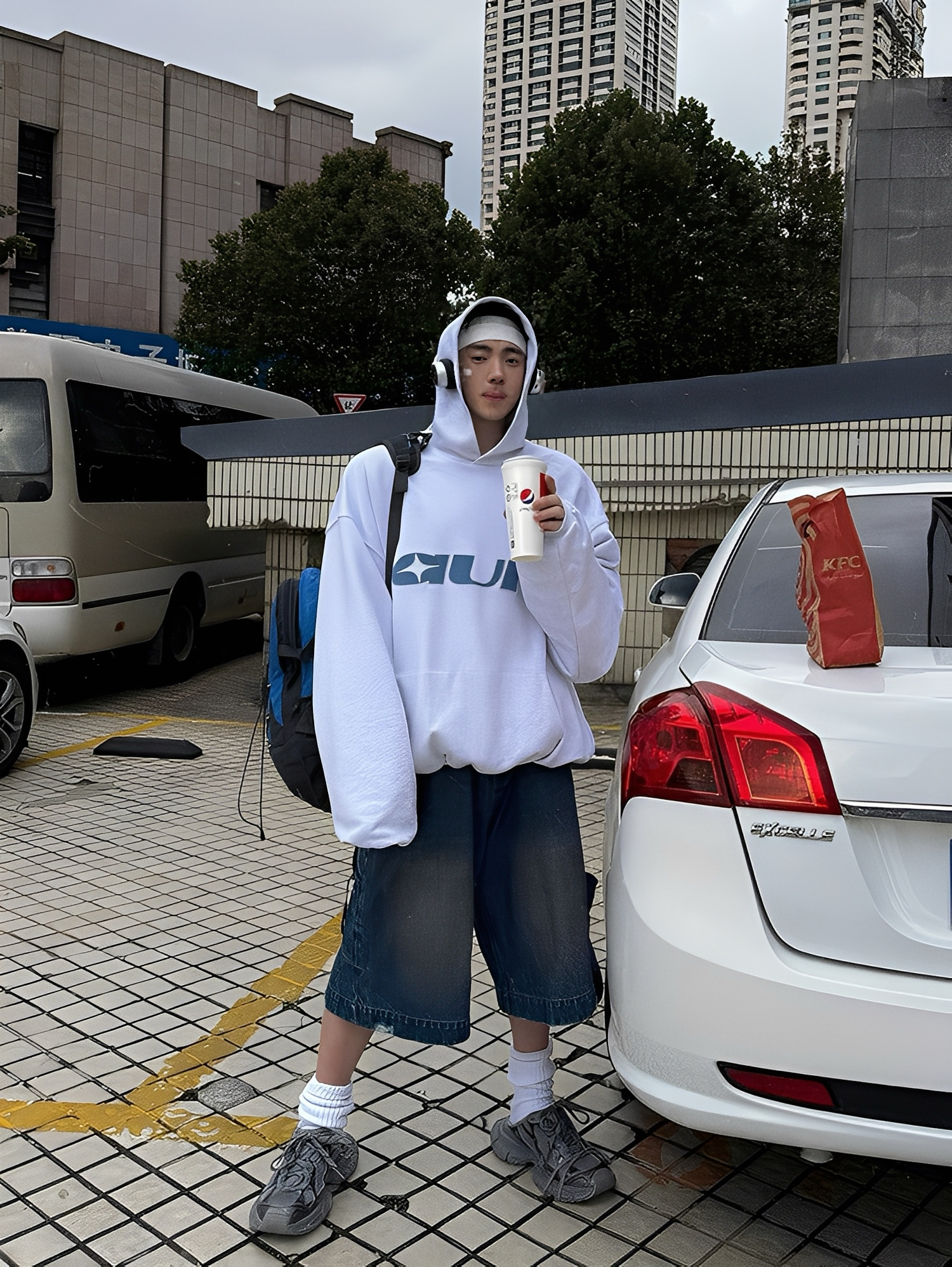 AUR 英文 厚版 慵懶 寬鬆 帽T