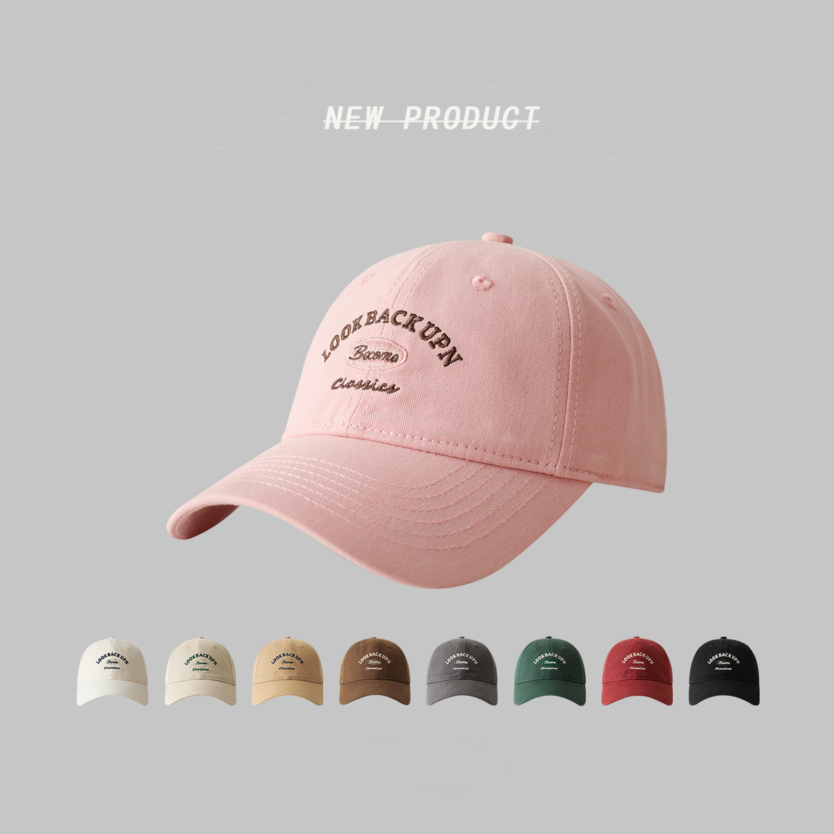 Korean Letter Embroidered Soft Cap