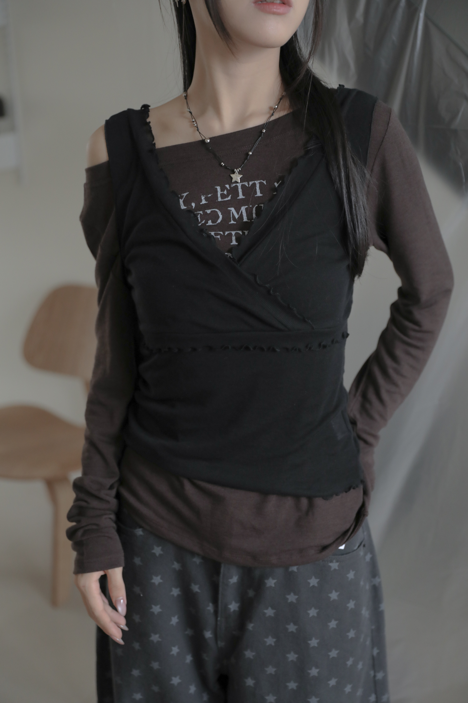 Lettering T-shirt #上衣