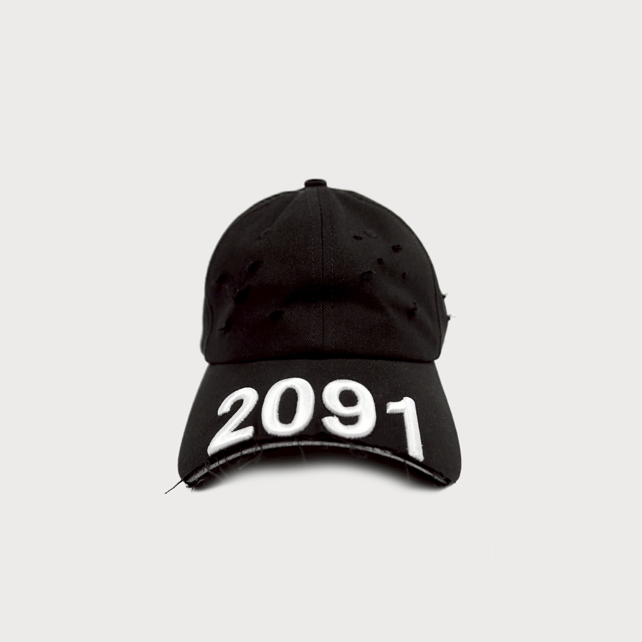 Bornrich 2091 切割做舊棒球帽 - 黑色