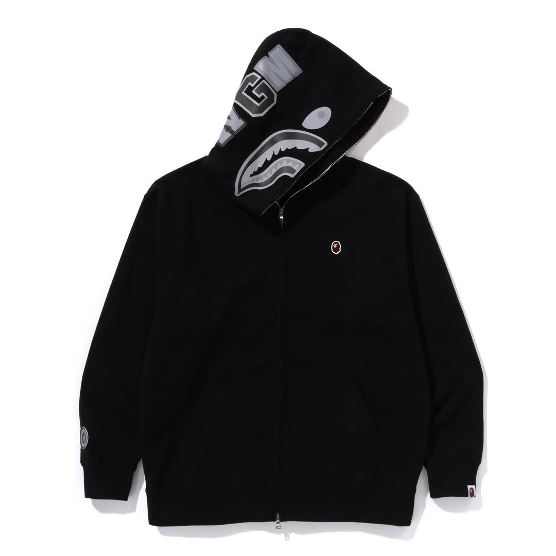 BAPE 胸前刺繡鯊魚頭連帽外套 (2色)