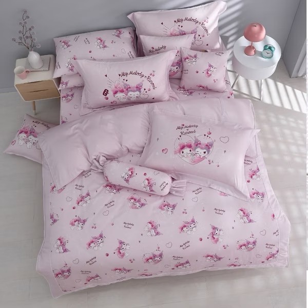 酷洛米&美樂蒂床包兩用被組｜精梳棉｜戀愛花園 熱戀款