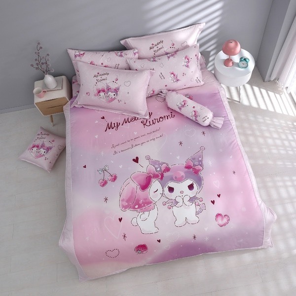 酷洛米&美樂蒂床包兩用被組｜精梳棉｜戀愛花園 戀愛款