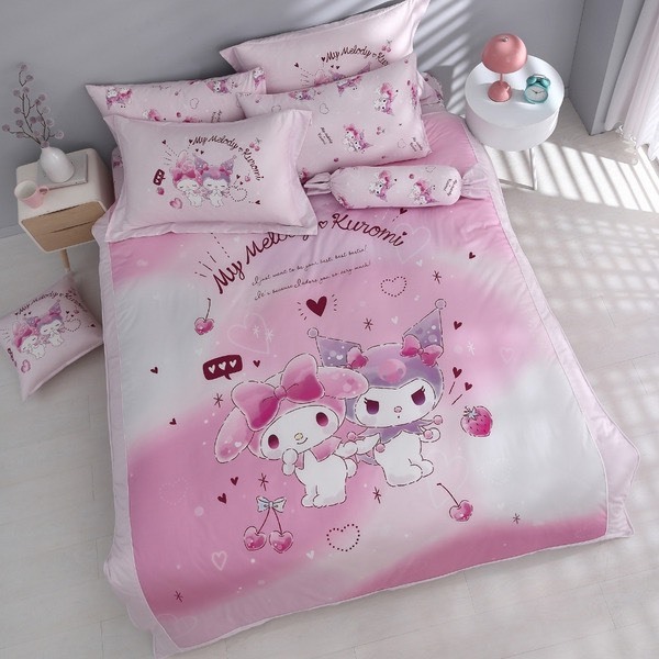 酷洛米&美樂蒂床包兩用被組｜精梳棉｜戀愛花園 花園款