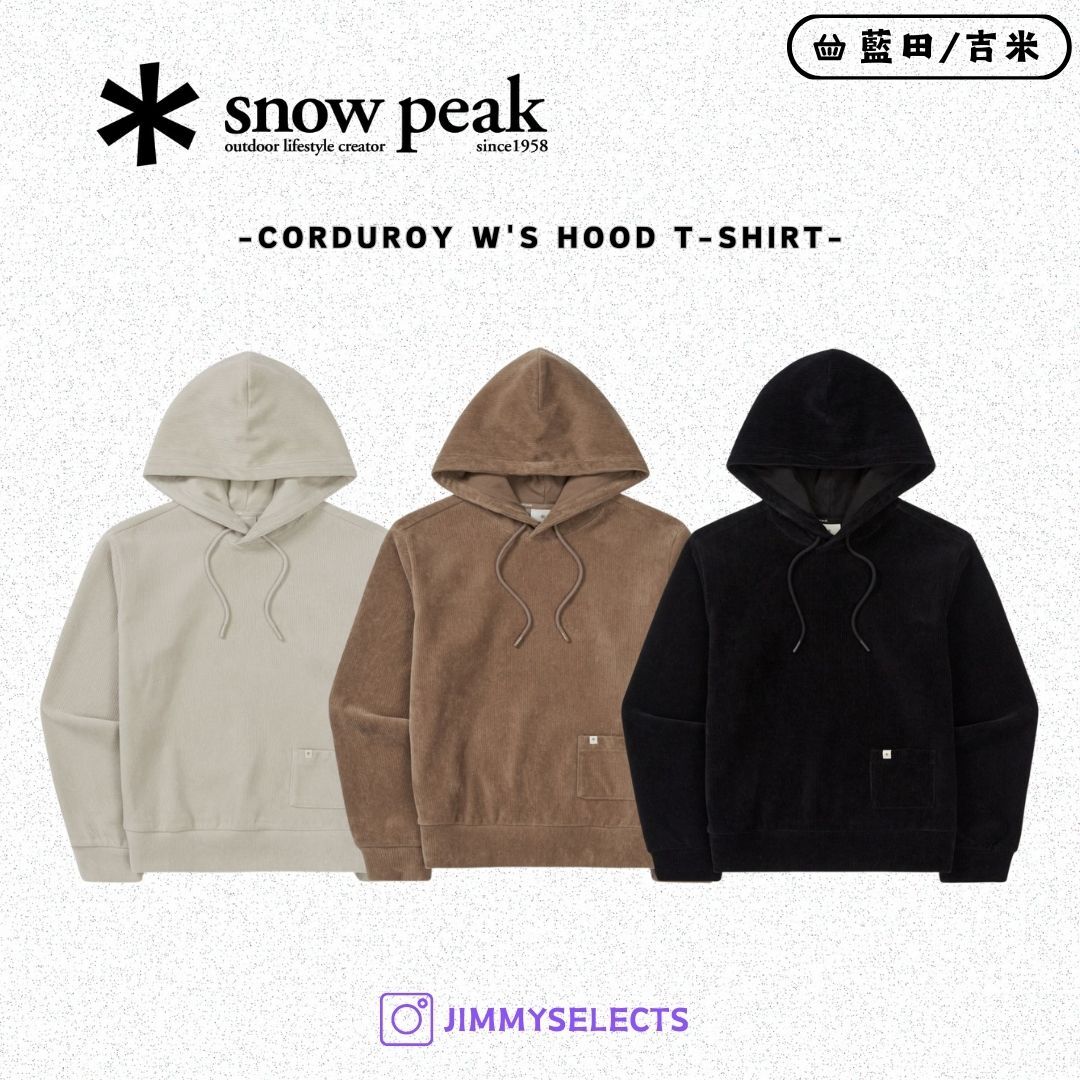 【代購】Snow Peak 雪諾必克 女 Corduroy Hood 燈芯絨 帽T 長袖 S25WWFHD71