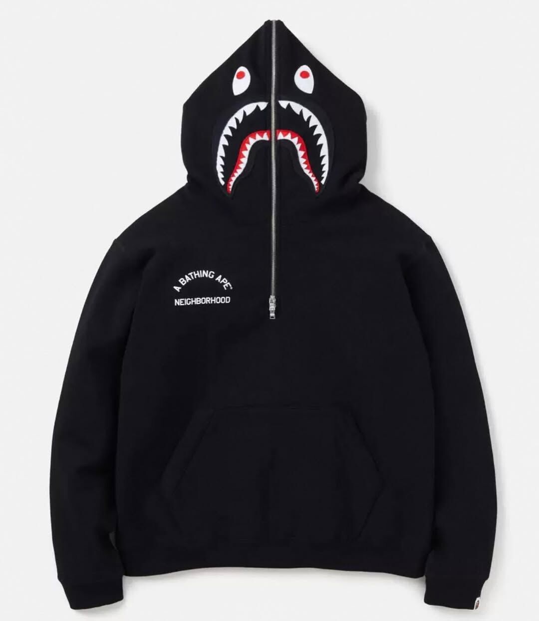BAPE X NEIGHBORHOOD 聯名款半拉鍊帽T (2色)