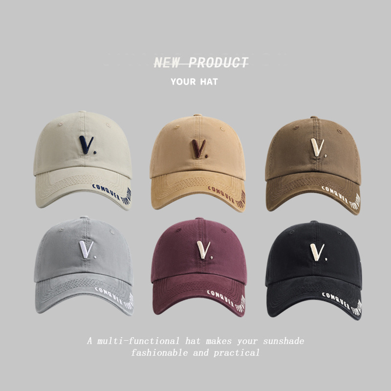 Korean V Letter Embroidered Baseball Cap