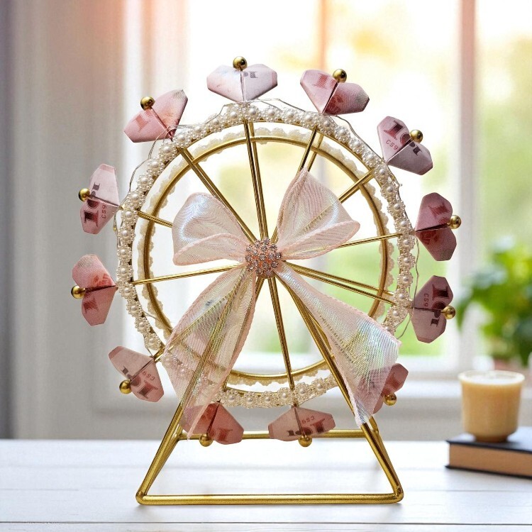 摩天輪愛心形鈔票禮物,Ferris wheel heart-shaped banknote gift