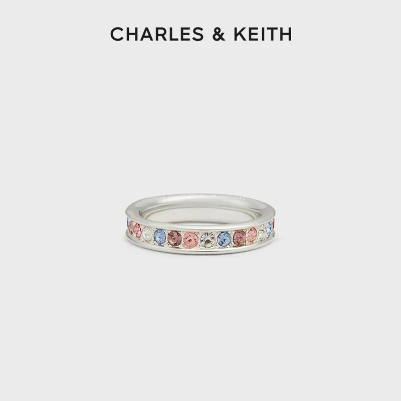 CHARLES & KEITH 小CK 爆閃 氣質 水鑽戒指 銀色 玫瑰金