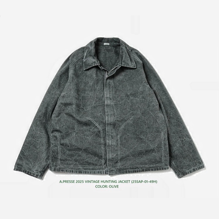 LAST PCS: A.PRESSE 2025 VINTAGE HUNTING JACKET - OLIVE PRE ORDER ITEM (預訂中)