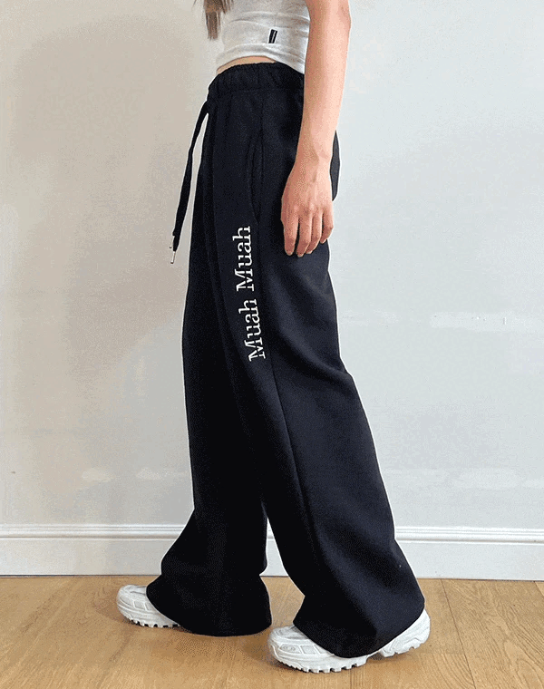 muahmuah - LOGO STITCH WIDE BANDING PANTS (6 COLORS)