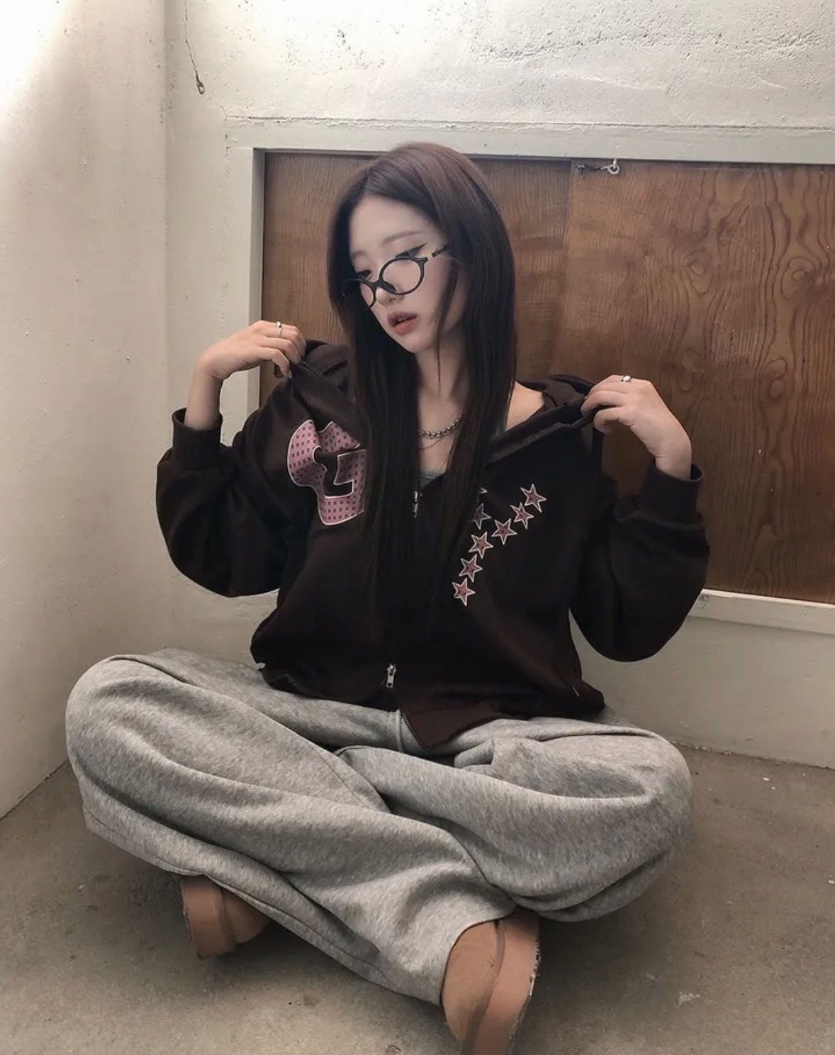 【優惠價預訂】韓國字母星星雙拉鍊外套（4色）