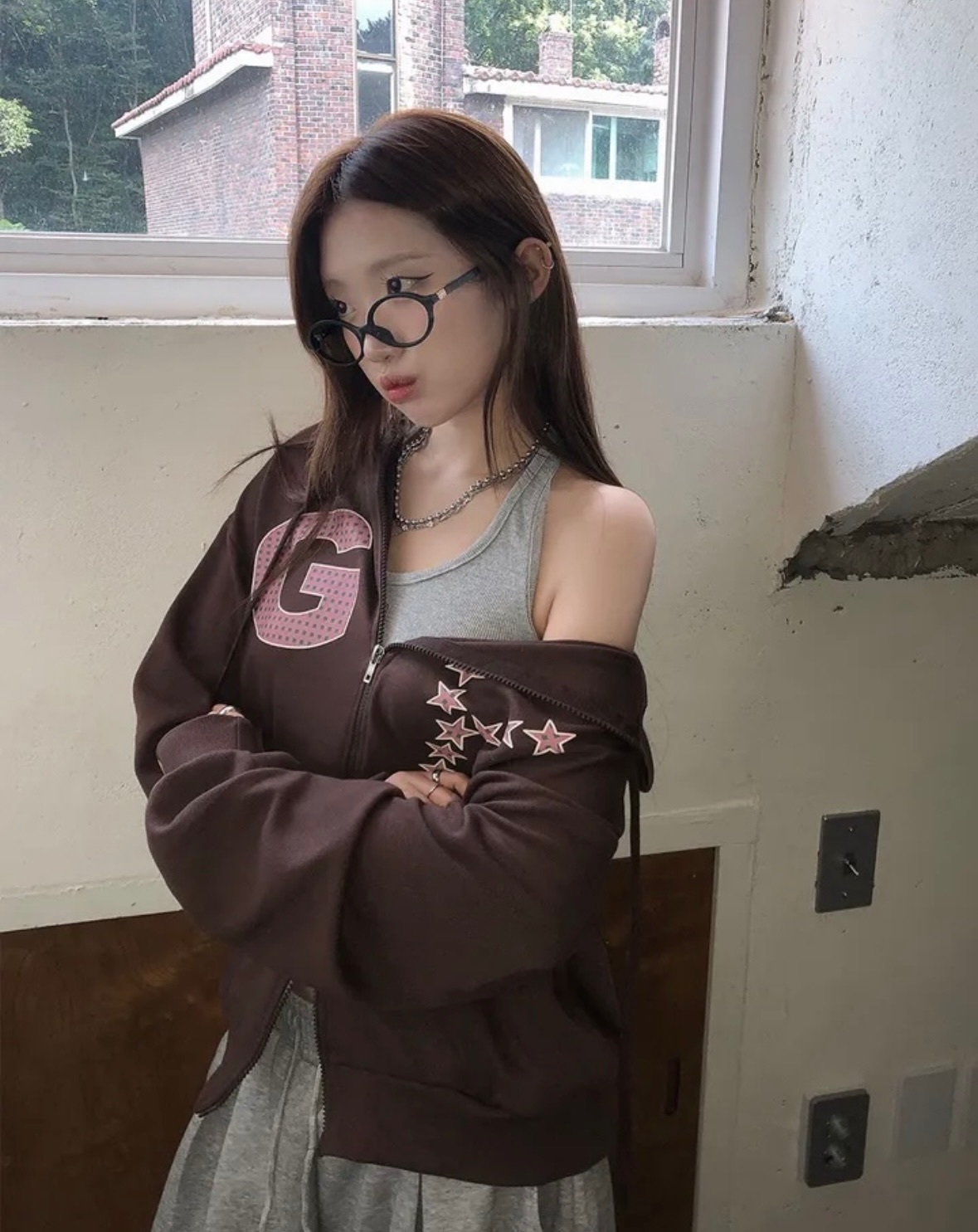 【優惠價預訂】韓國字母星星雙拉鍊外套（4色）