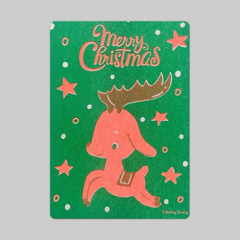 聖誕麋鹿/孔版印刷明信片/復古明信片