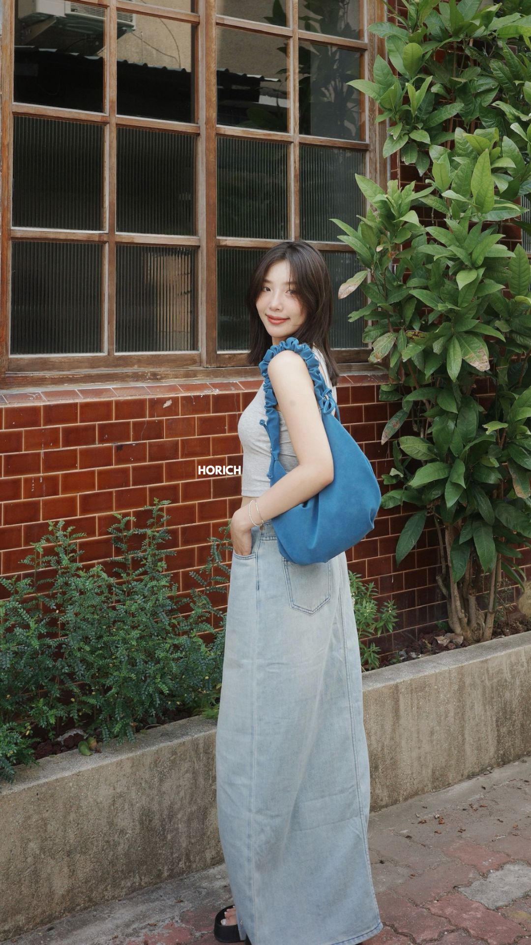 𝗝𝘂𝗹𝘆.𝟮𝟵/3311-高腰前開杈長裙(3色)S-XL-淺藍色