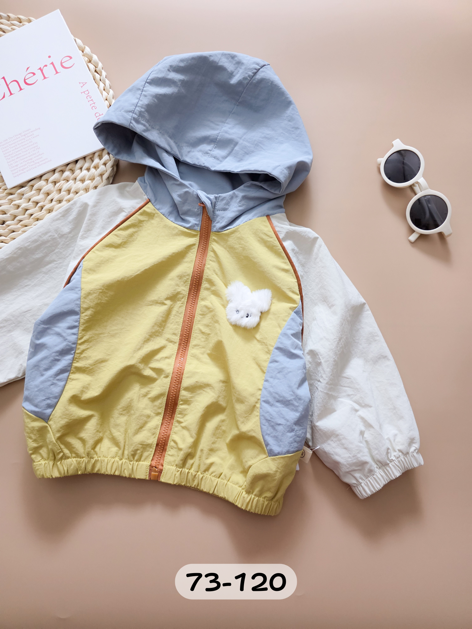 拚色絨絨熊 連帽外套