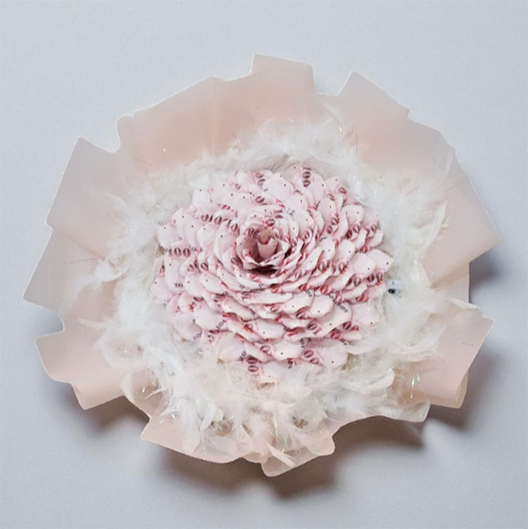 100張鈔票羽毛香皂花花束,Banknote Feather Soap Flower Bouquet