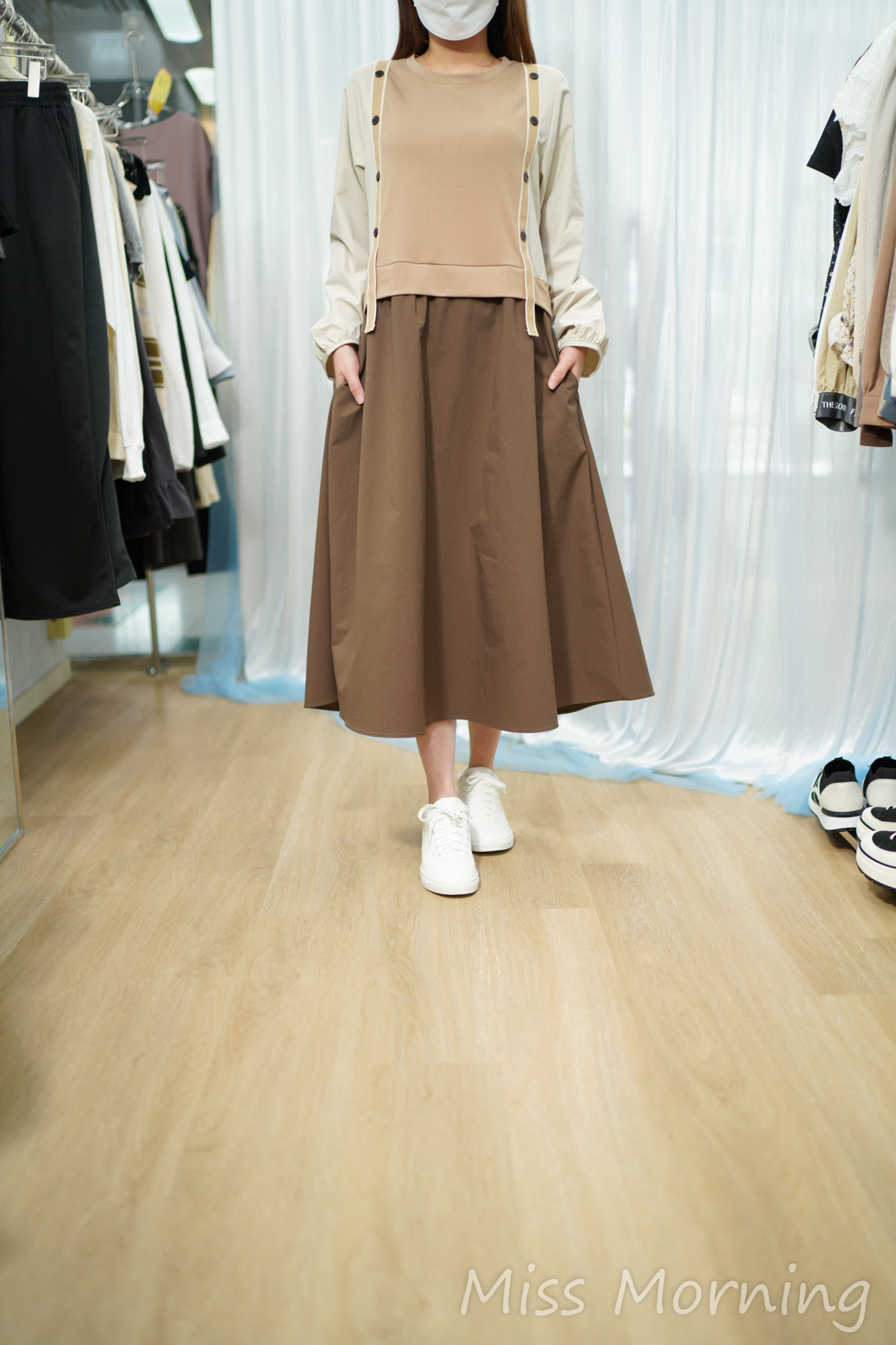 靚料假2件連身裙(14804)