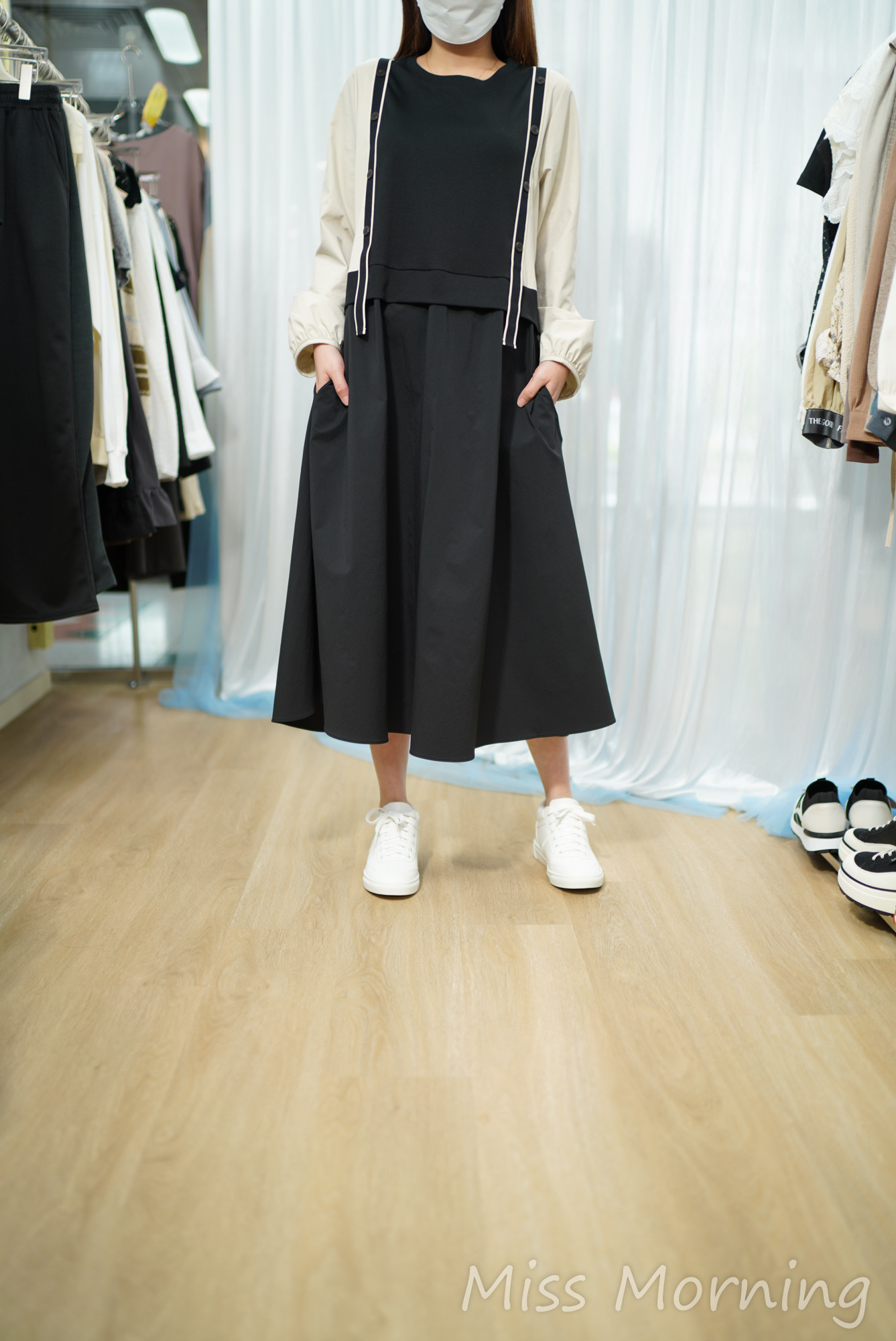 靚料假2件連身裙(14804)