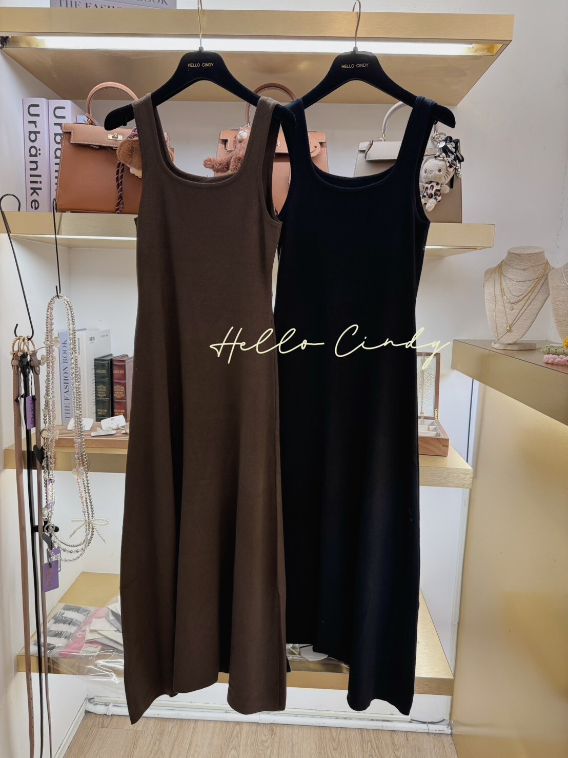 B09053-Cindy自留的優雅好穿大方領針織連身洋裝