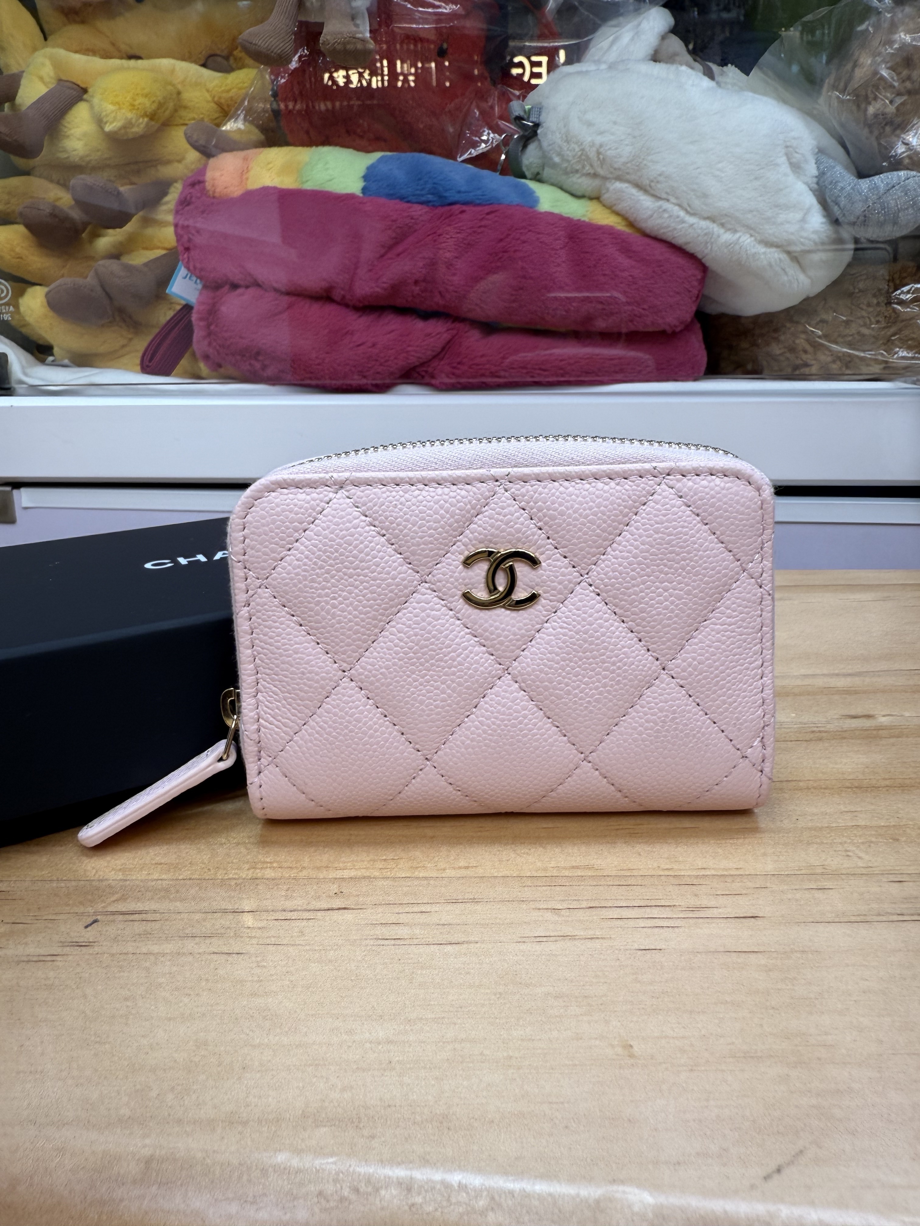 Chanel zip card case Sakura pink