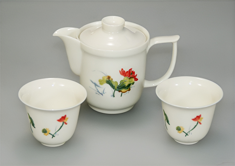 鹿港窯禮品館│荷香蓮花-茶具組(一壺二杯)