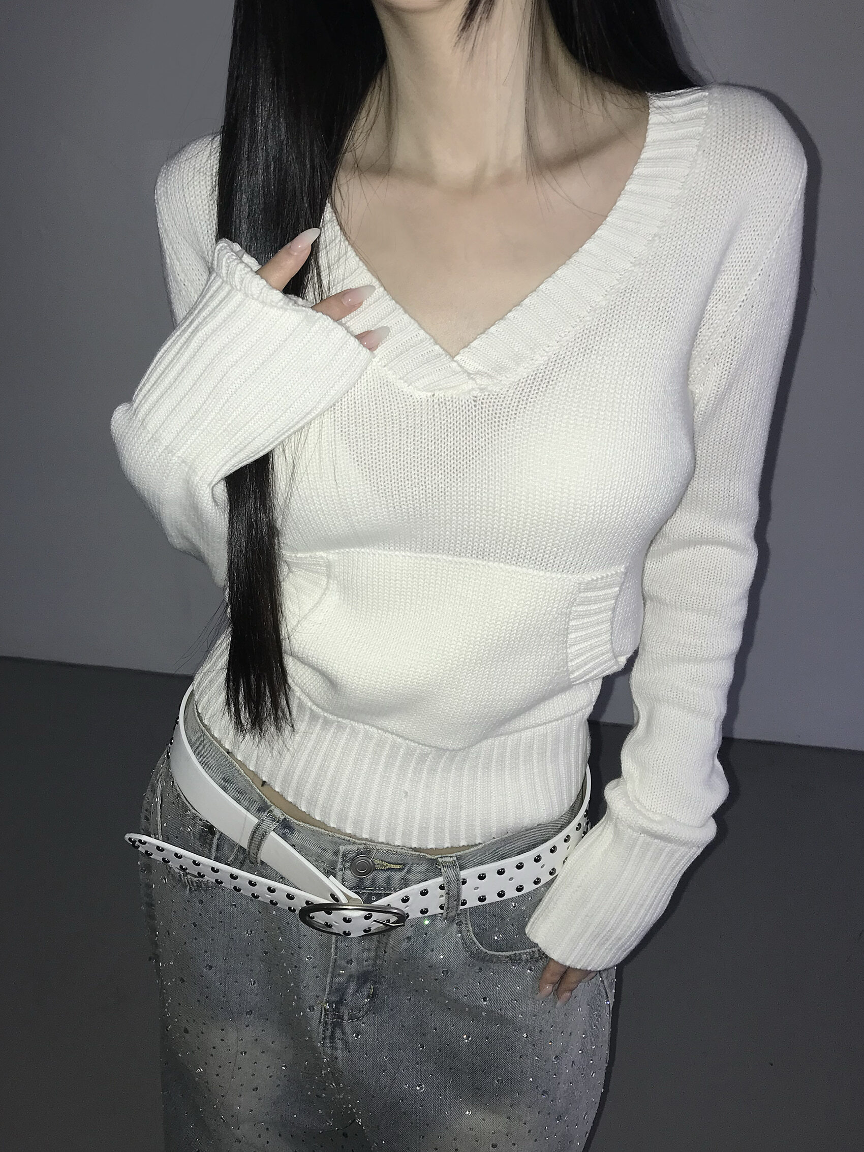 【代購】THEAIRTOWN milk poket knit  牛奶 Poket 針織衫 長袖