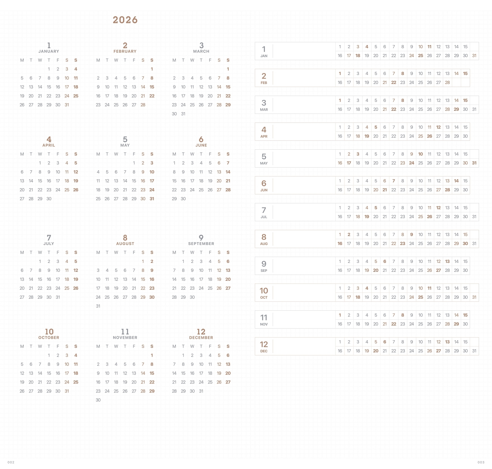 SLIM英文版 Bi-Week 2026 Take A Note手帳