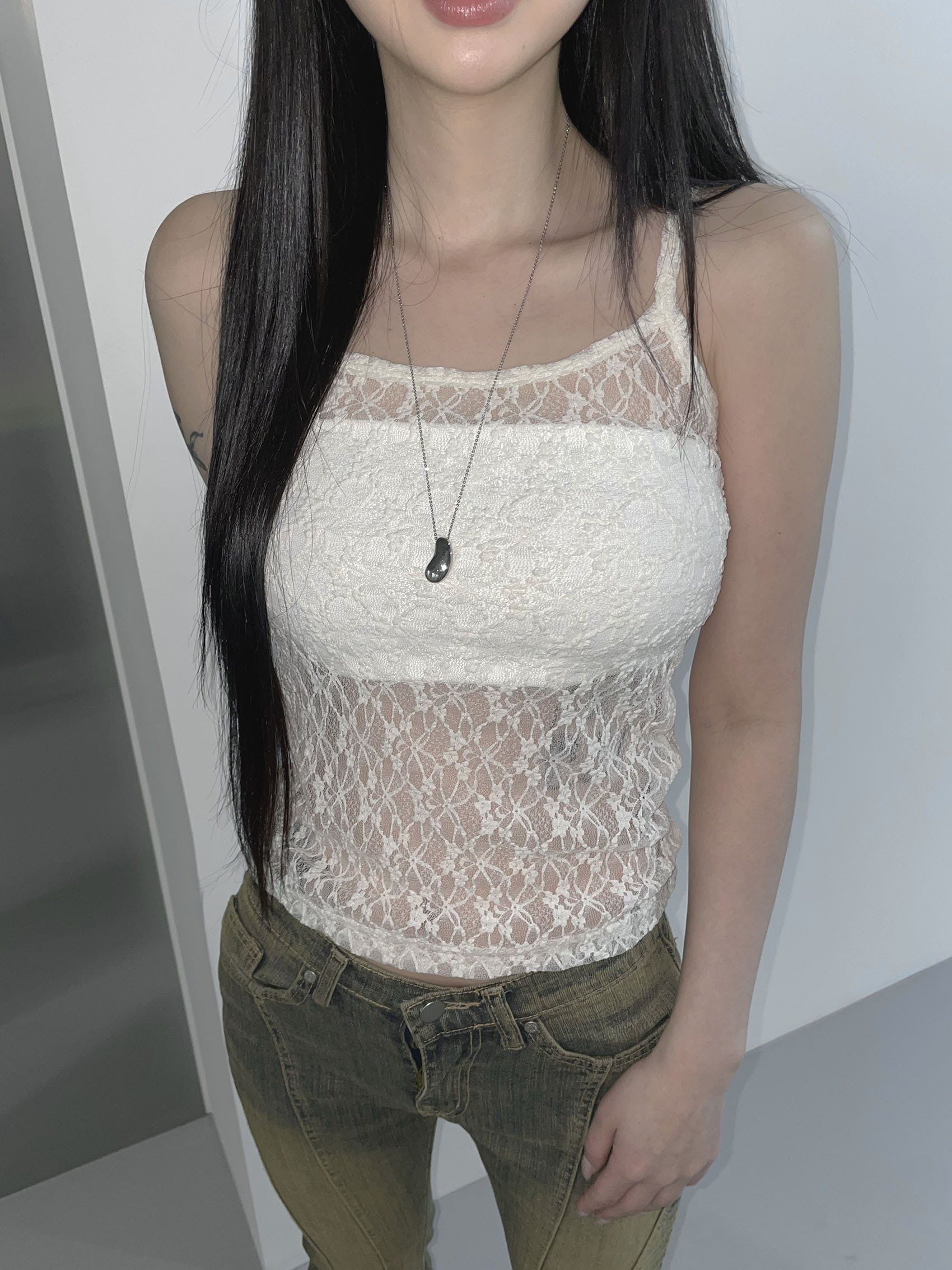 【代購】THEAIRTOWN wake lace top Wake 蕾絲 細肩 內搭 背心