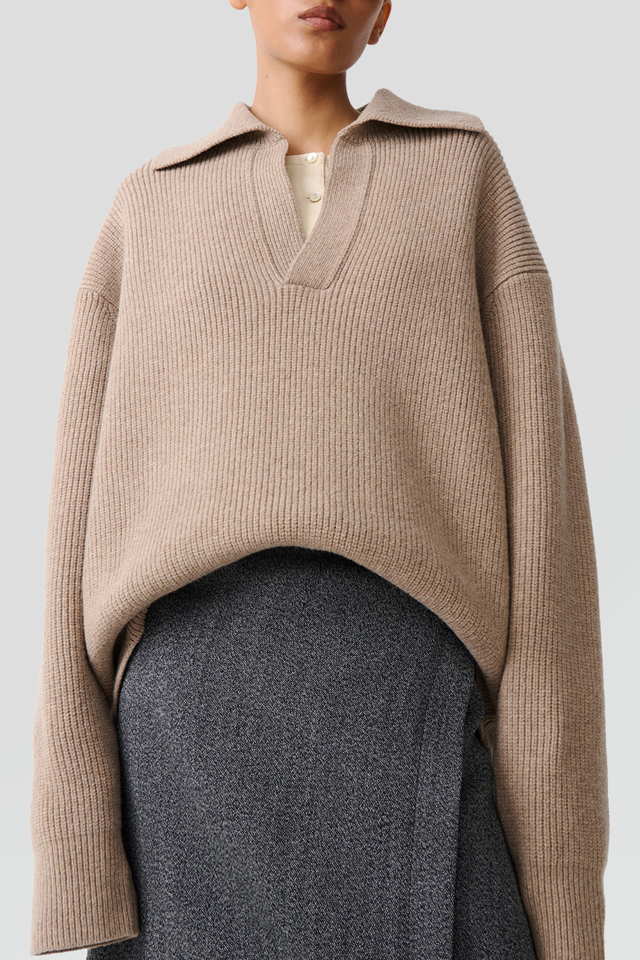 Studio Nicholson｜NASH 落肩翻領開襟羅紋針織衫