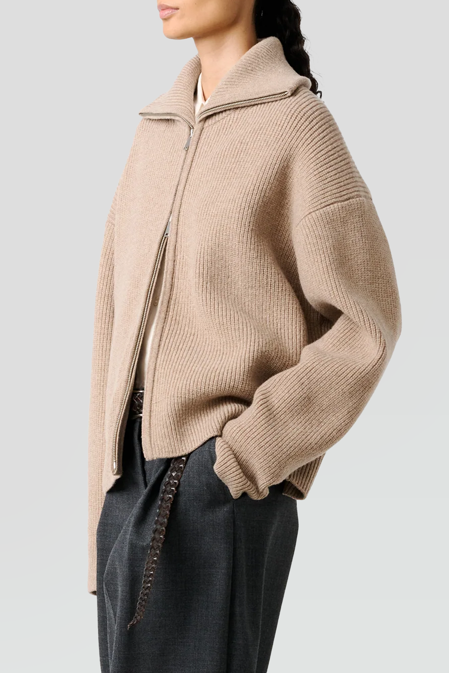 Studio Nicholson｜SANDOS 落肩高領拉鍊羅紋針織衫