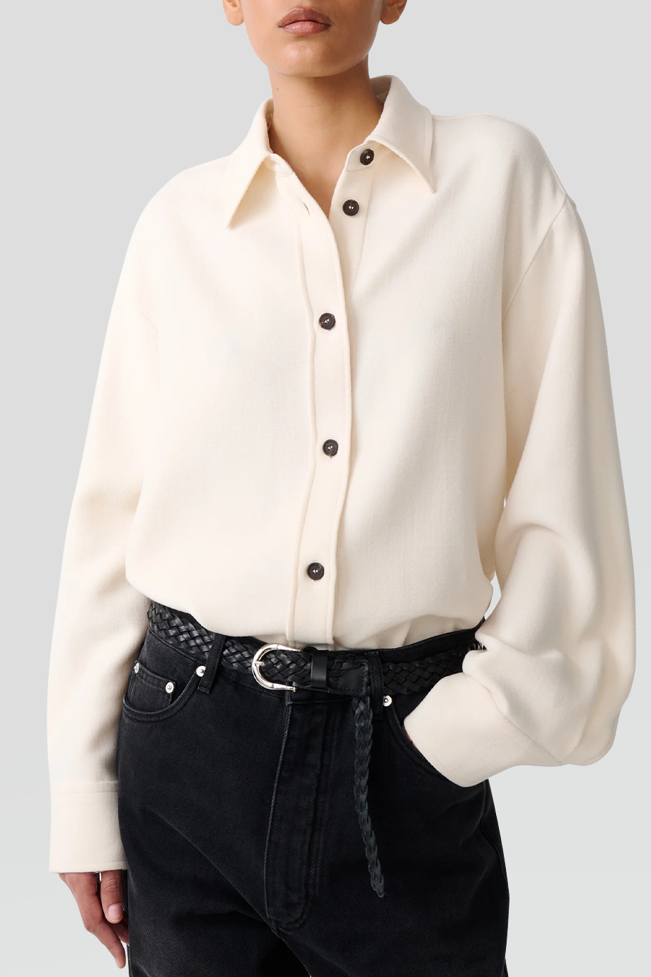 Studio Nicholson｜SANTINI 落肩尖領羊毛襯衫