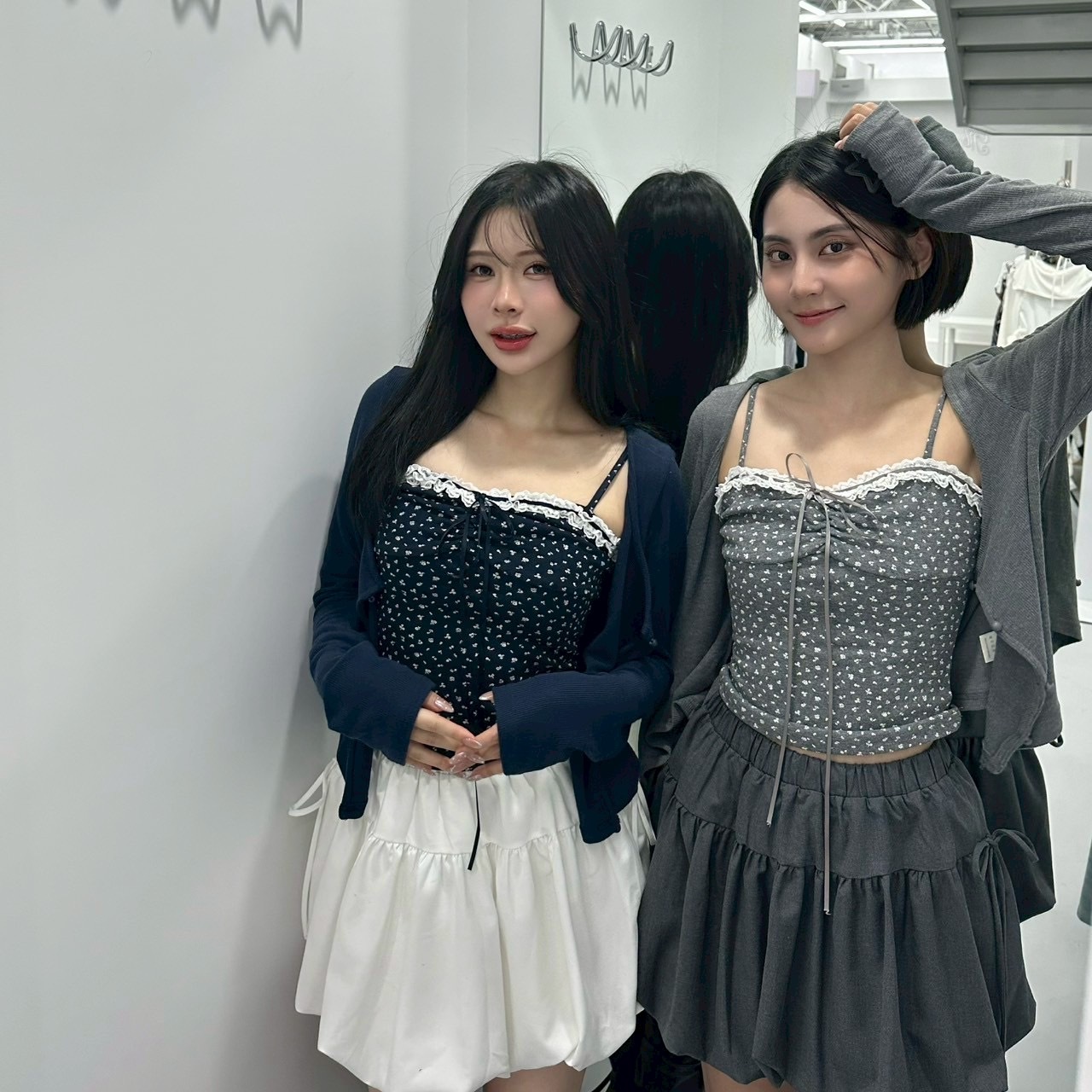 戀愛限定小花蕾絲罩衫兩件套