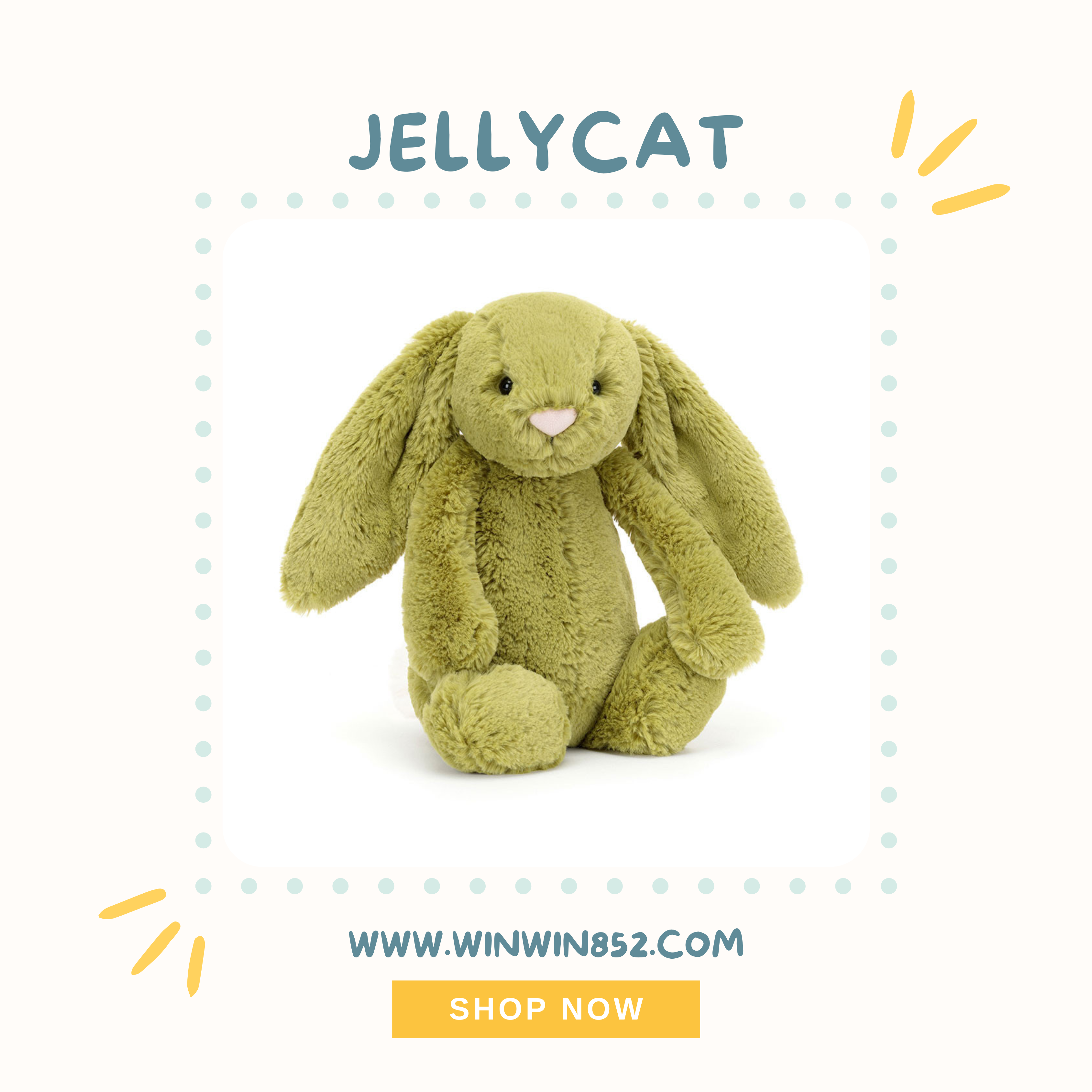 Jellycat Bashful Moss Bunny Medium 31cm