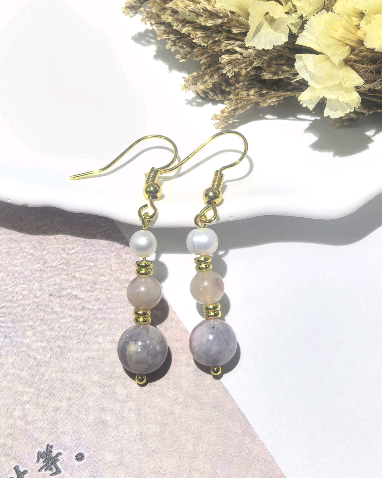 KKYOH300407     梅花碧玺耳钩