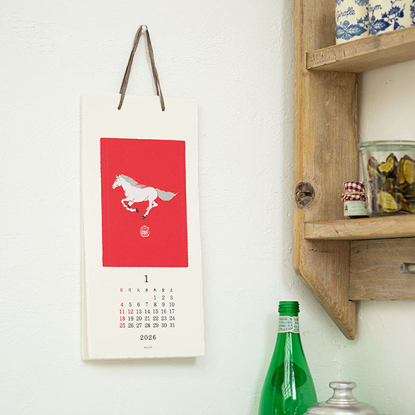 2026 越前和紙 壁掛式月曆 (S)動物｜日本MIDORI