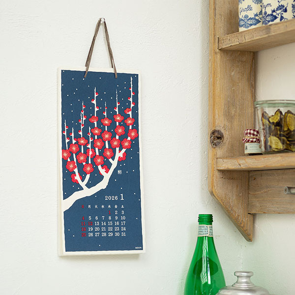 2026 越前和紙 壁掛式月曆 (S)花朵｜日本MIDORI