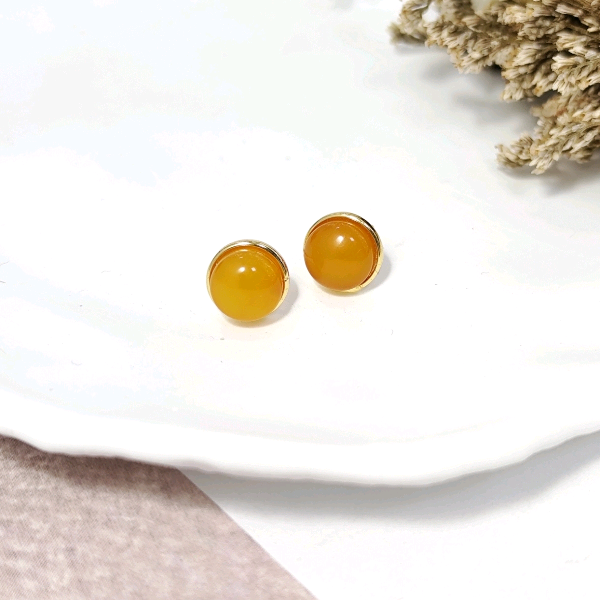 KKYO073114     S925银老蜜蜡耳钉