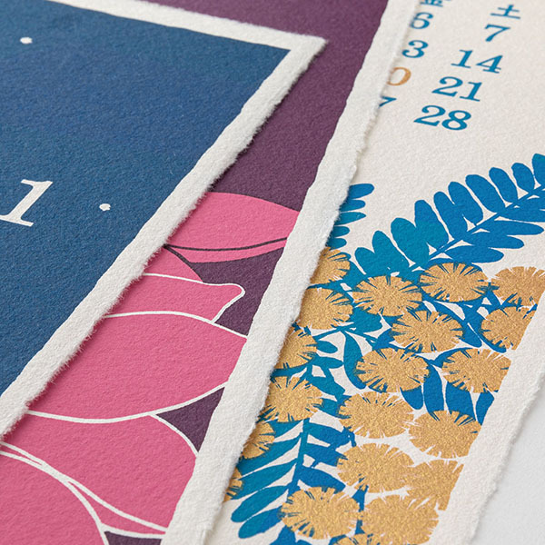 2026 越前和紙 壁掛式月曆 (L)花朵｜日本MIDORI