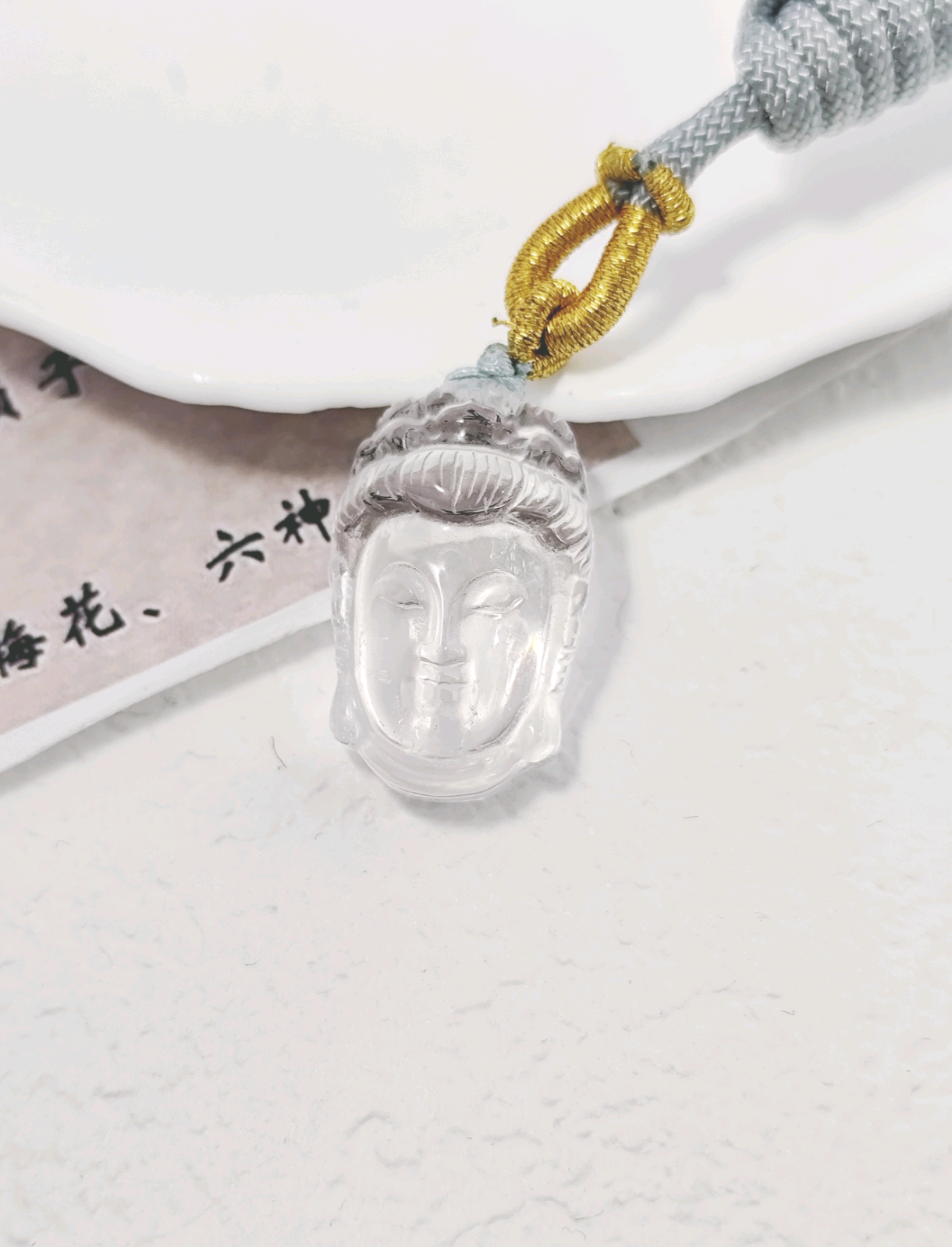 KKYOG12S102    天然白水晶菩萨吊坠