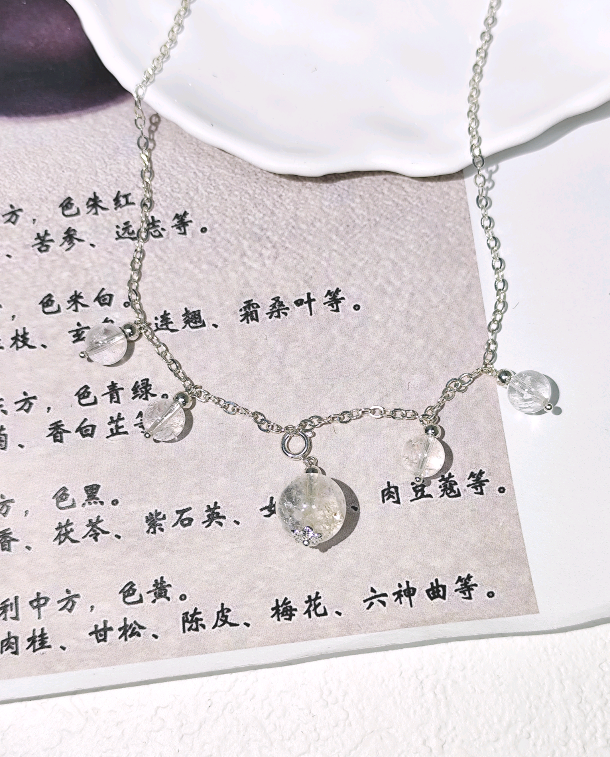 KKYOI160614     白阿塞水晶流苏项链