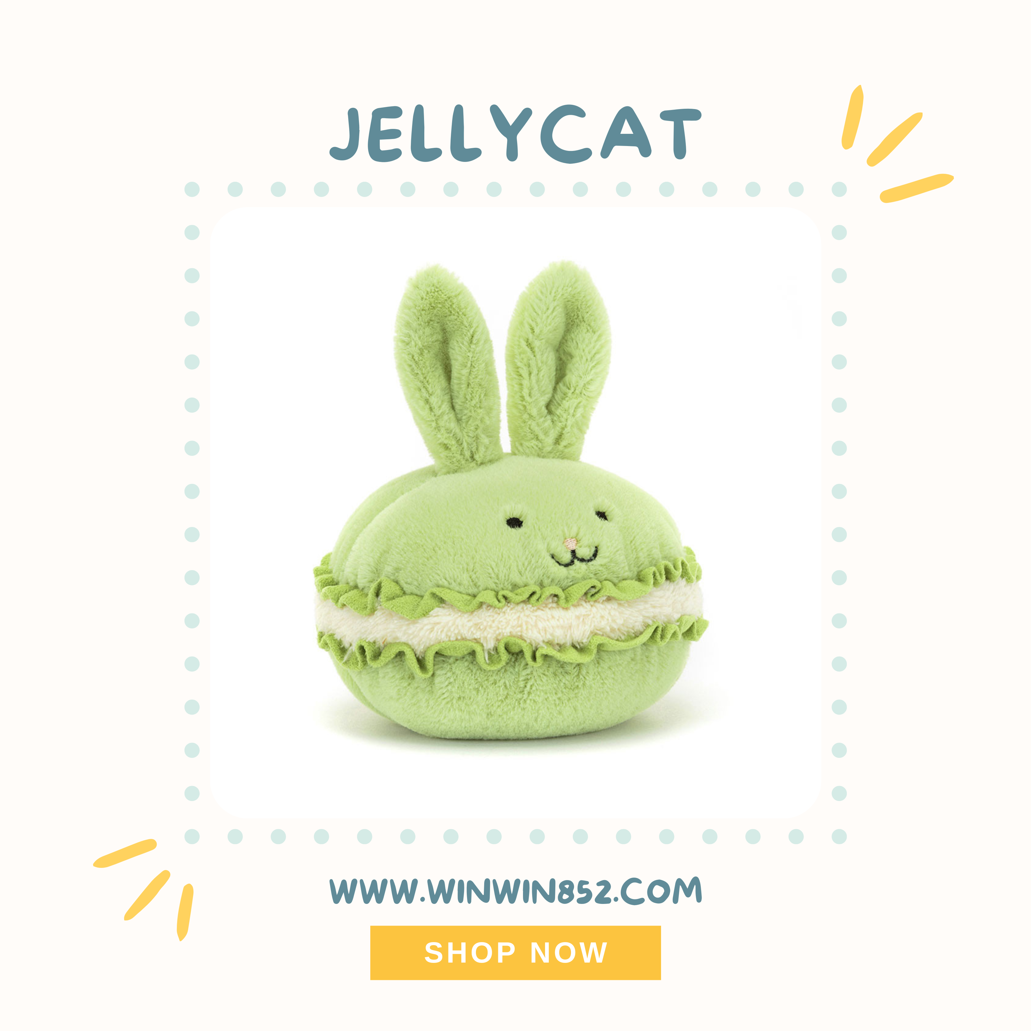 Jellycat Dainty Dessert Bunny Macaron