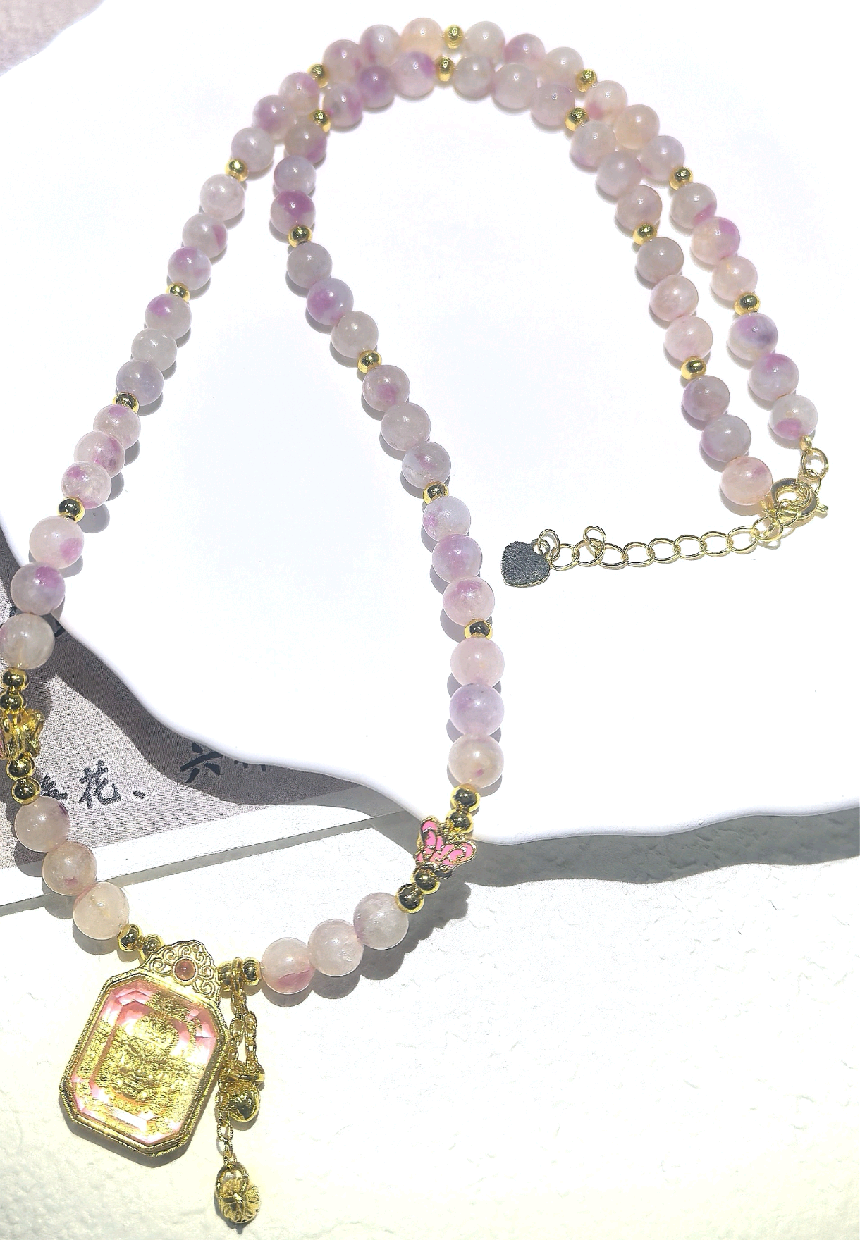 KKYOI01S355     碧玺黄财神项链