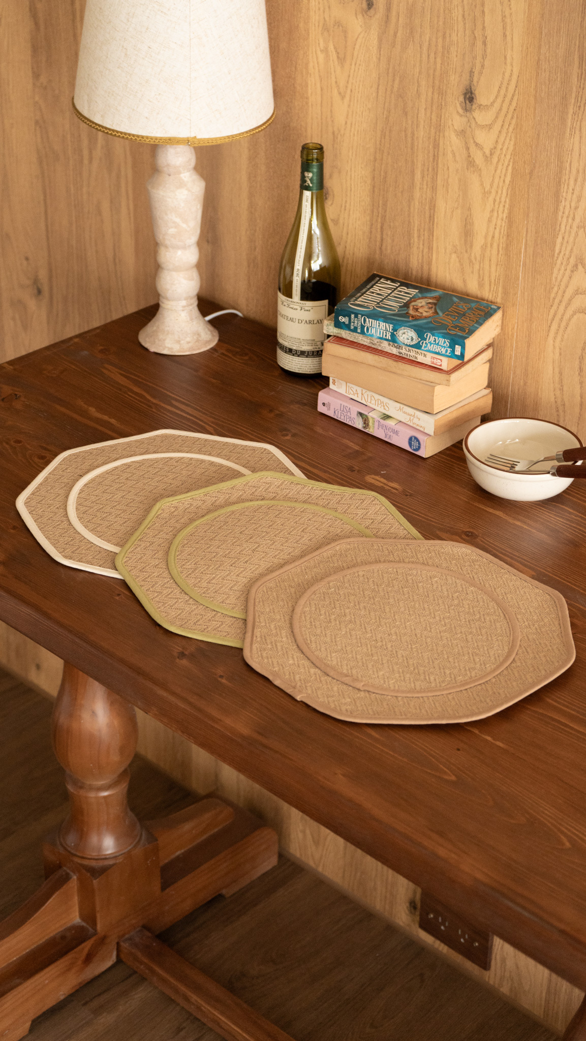 LINEN棉麻雙層圓形餐墊